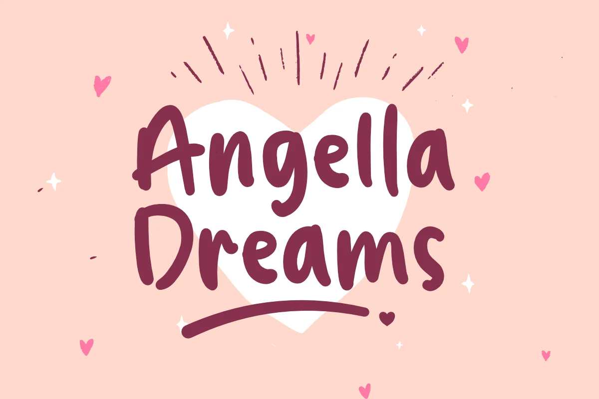 Angella Dreams Font hand-drawn rounded lettering with playful thick strokes