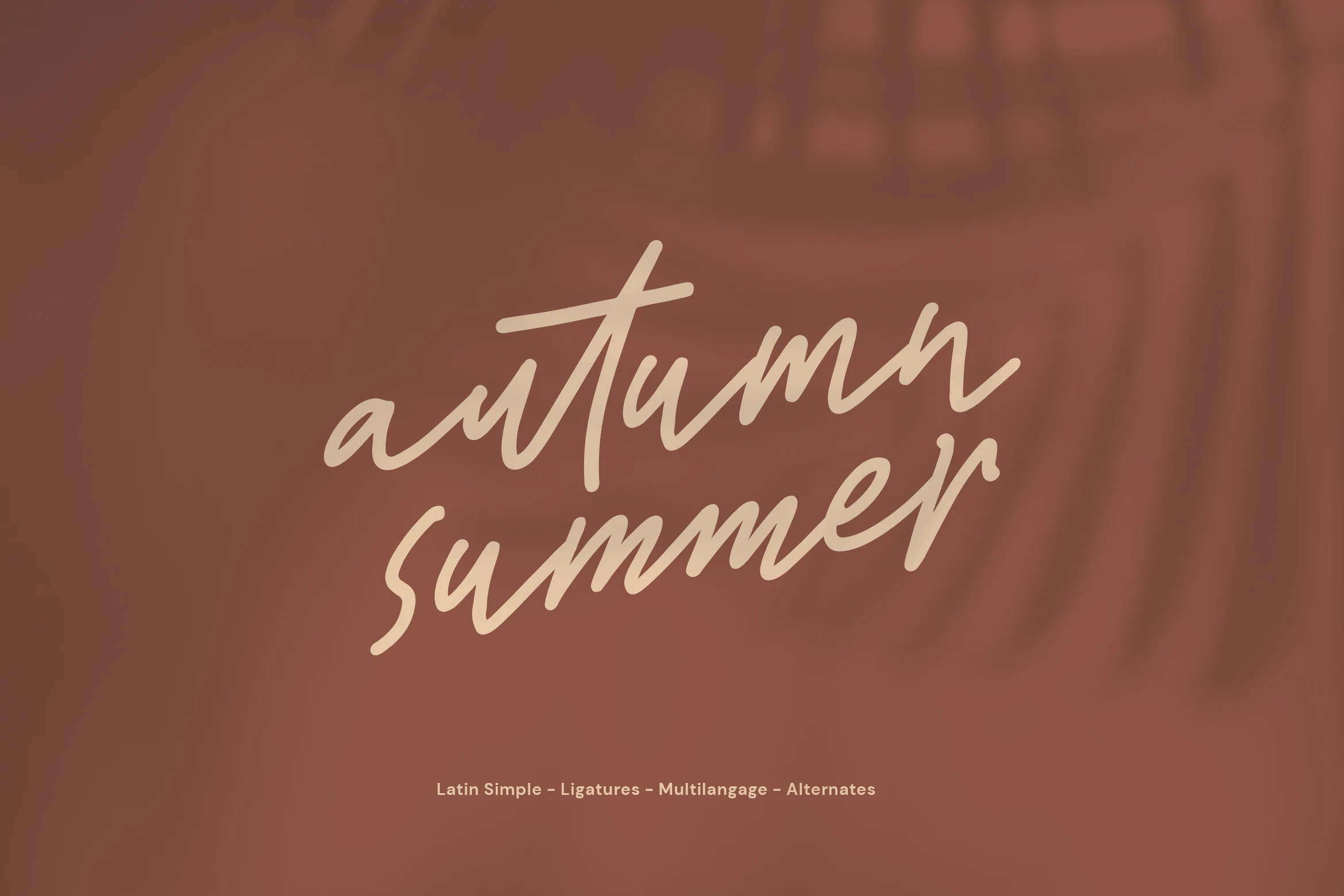 Autumn Summer Font preview with warm beige handwritten script and slanted casual strokes