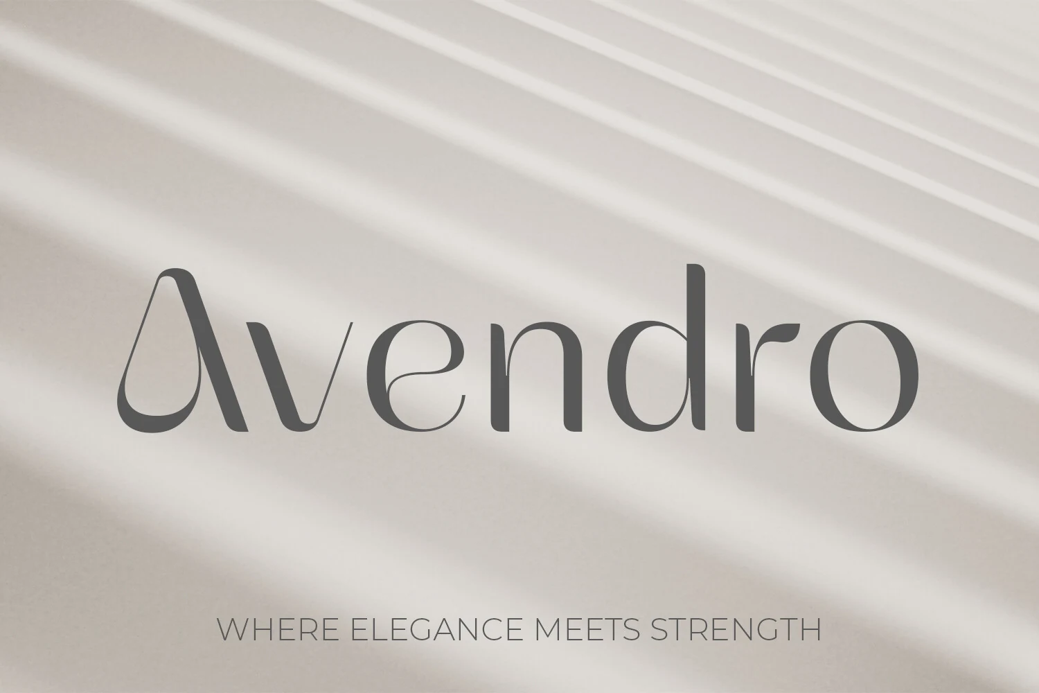 Avendro Font preview with bold high-contrast serif lettering and sharp geometric terminals