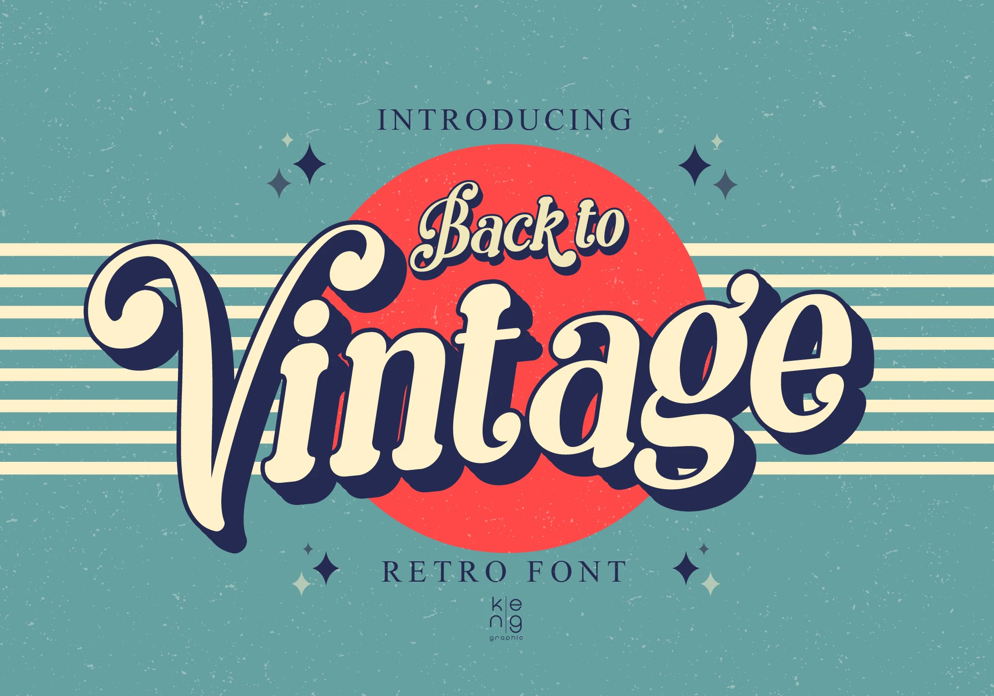 Back to Vintage Font preview with cream retro script lettering, rounded swashes, and dark shadow