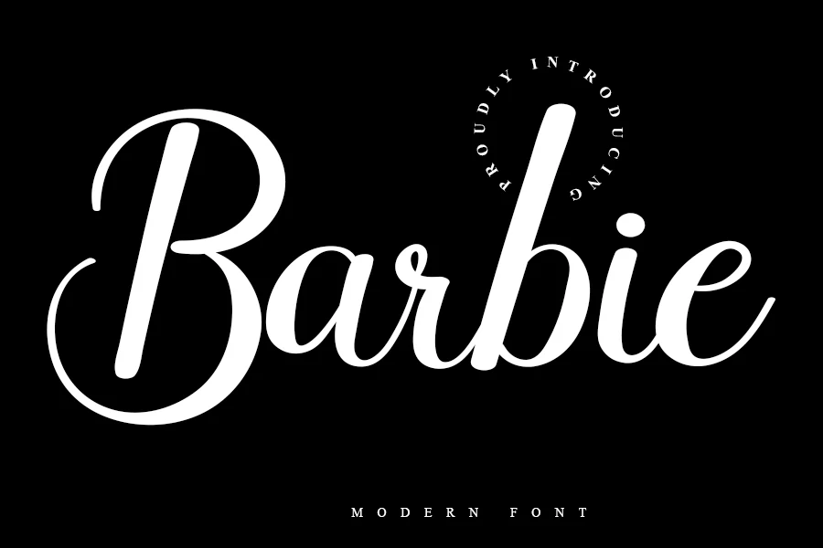 Barbie Font preview with elegant script lettering