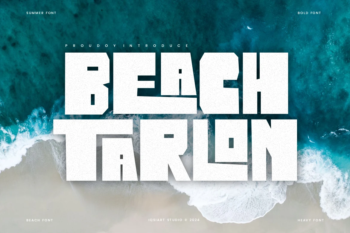 Beach Tarlon Font bold white blocky distressed sans lettering
