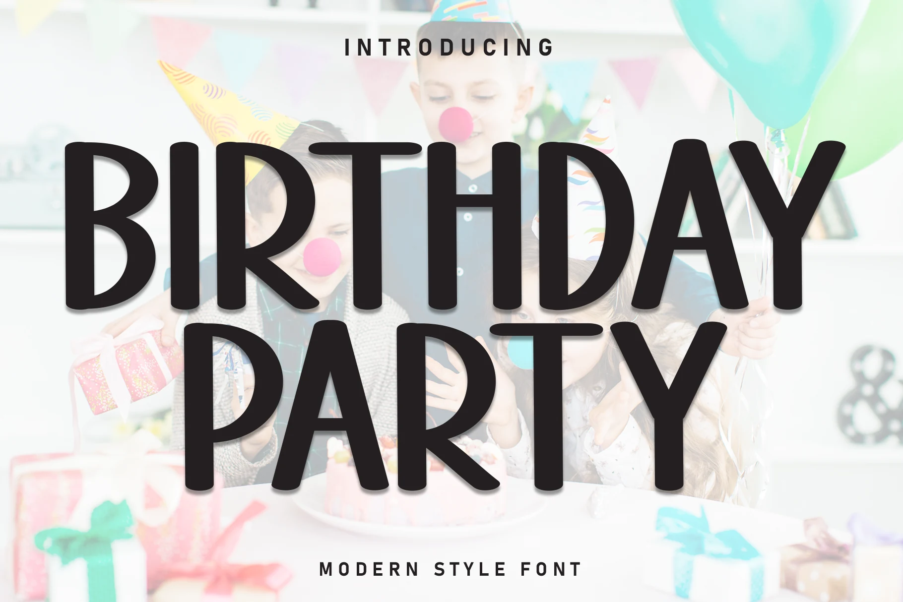 Birthday Party Font preview with rounded modern display lettering