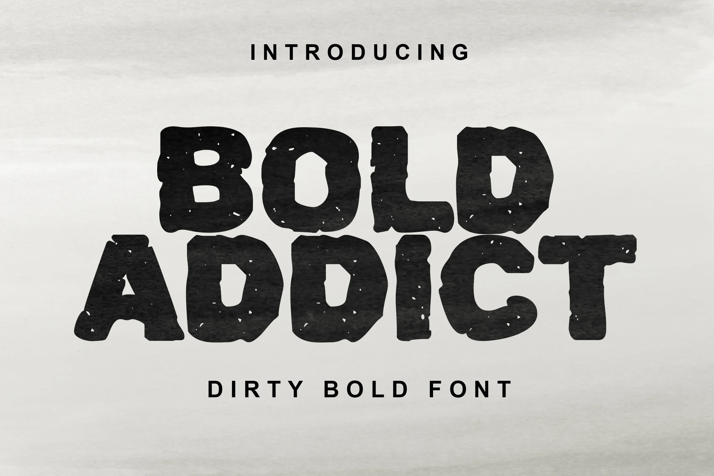 Bold Addict Font preview with distressed black block lettering