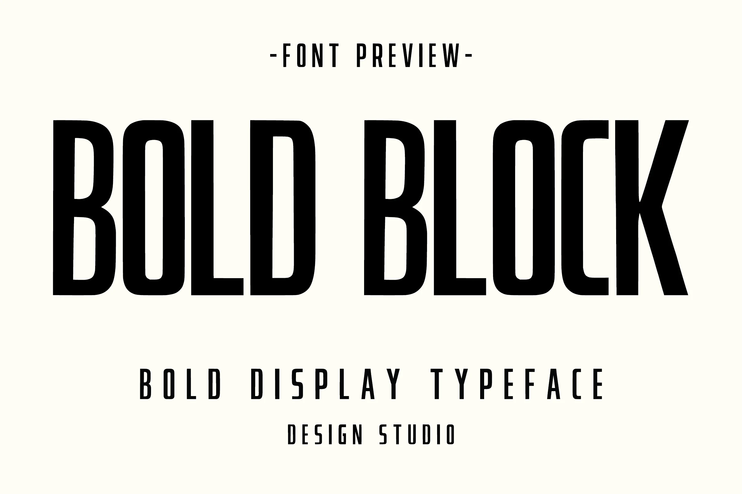 Bold Block Font preview with tall condensed black display letters