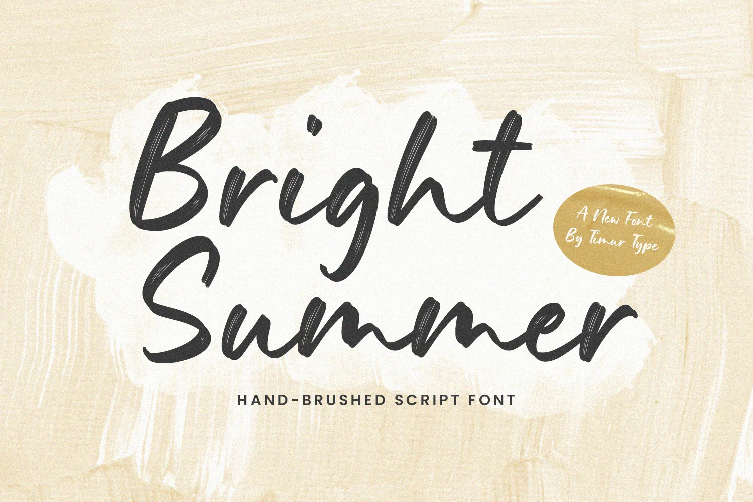 Bright Summer Font preview with bold black hand-brushed script lettering and dry stroke texture
