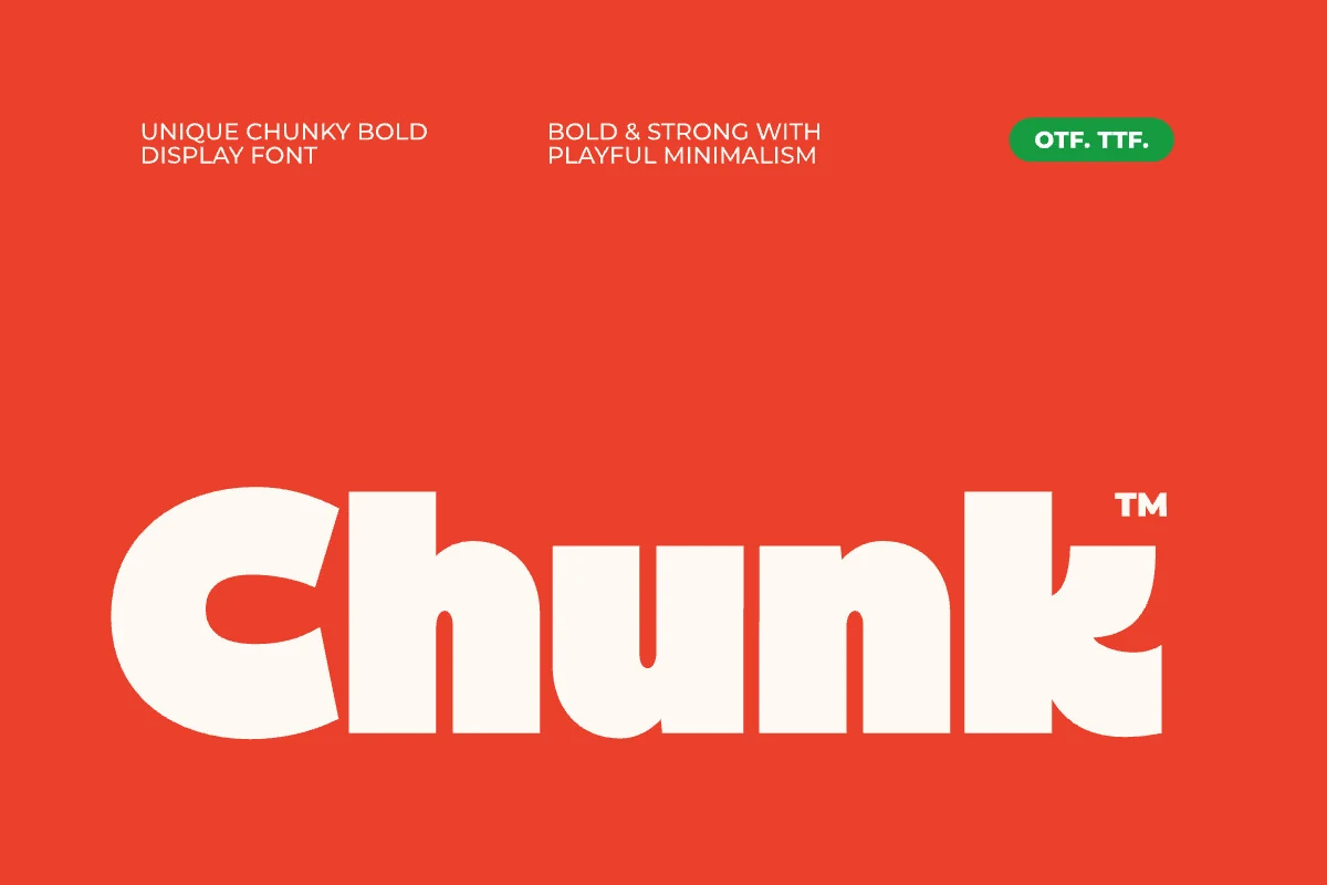 Chunk Font preview with chunky bold display lettering