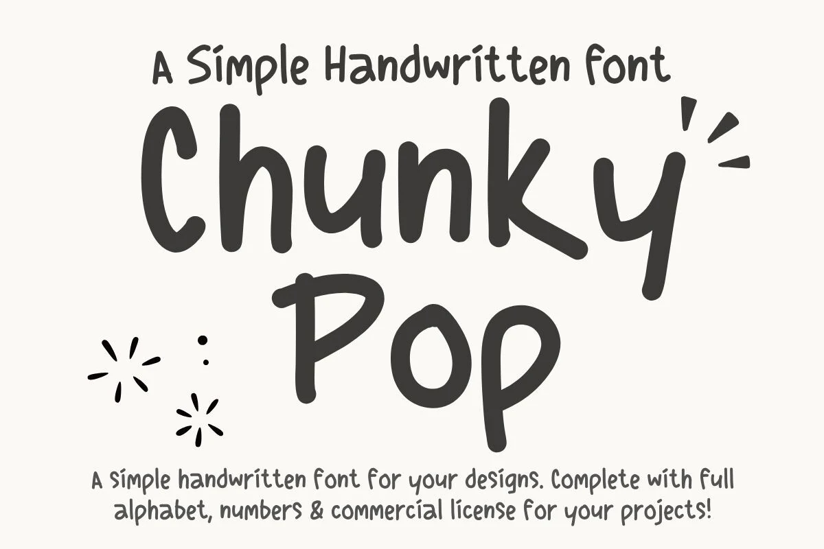 Chunky Pop Font preview with thick black marker-style handwritten letters