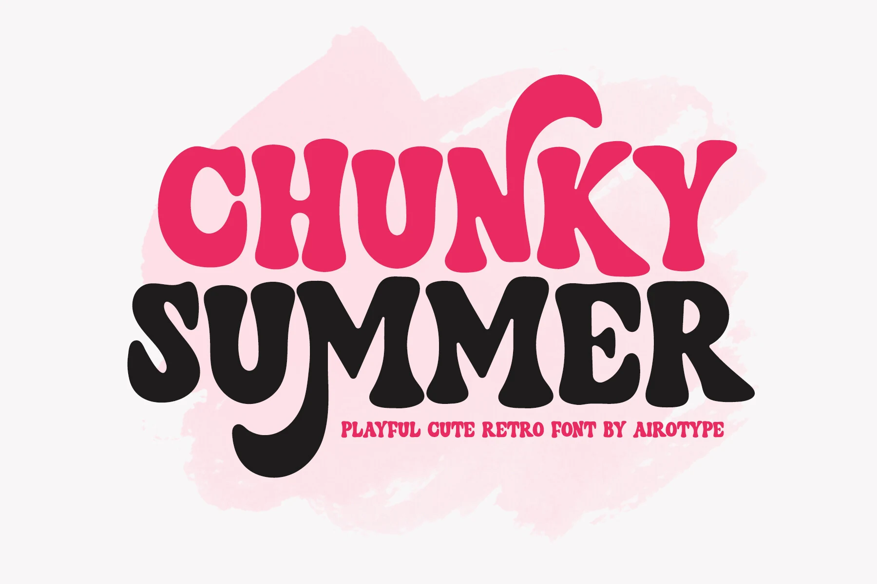 Chunky Summer Font preview with chunky pink and black retro display letters