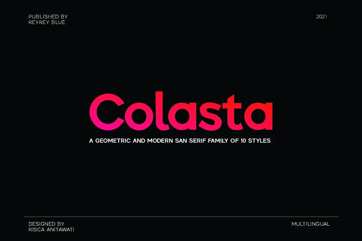 Colasta Font preview with bold red geometric sans serif lettering