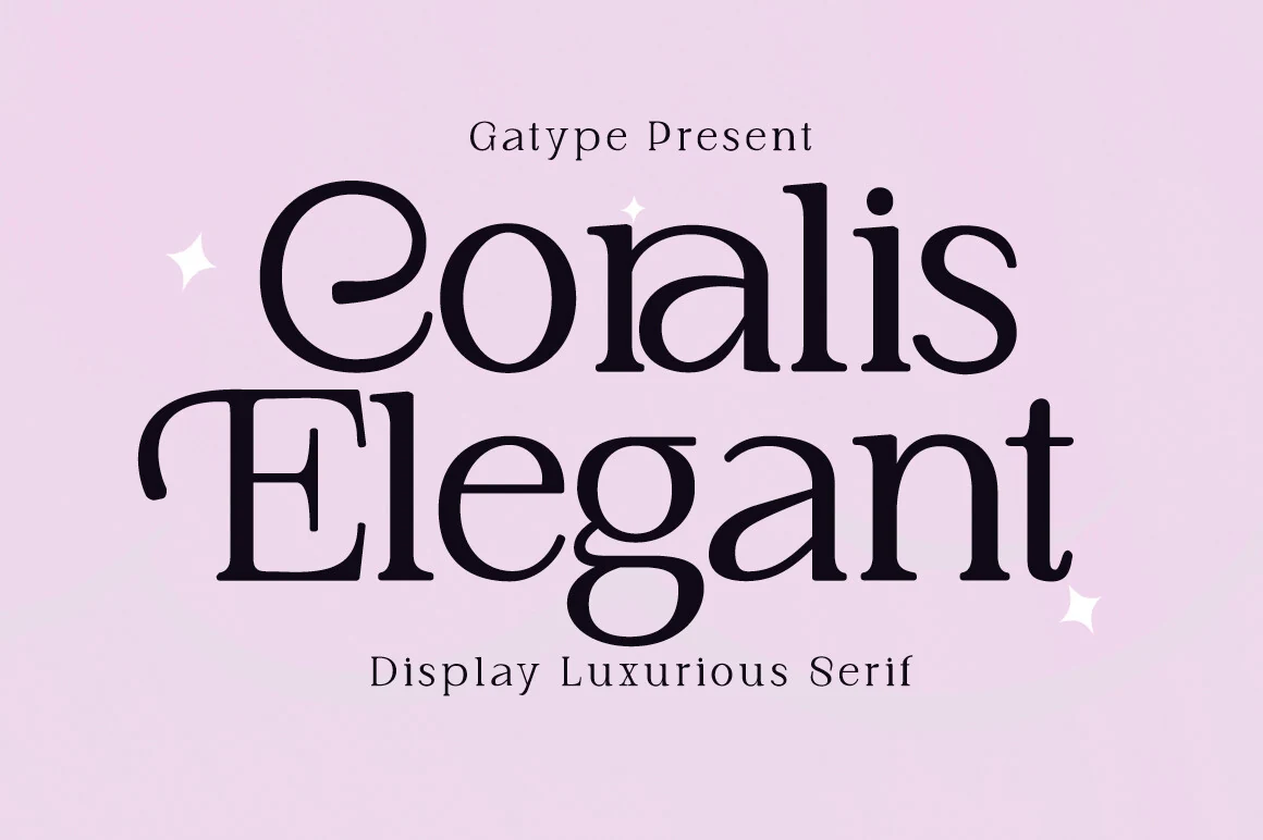 Coralis Elegant Font preview with bold luxurious serif letters and rounded curves