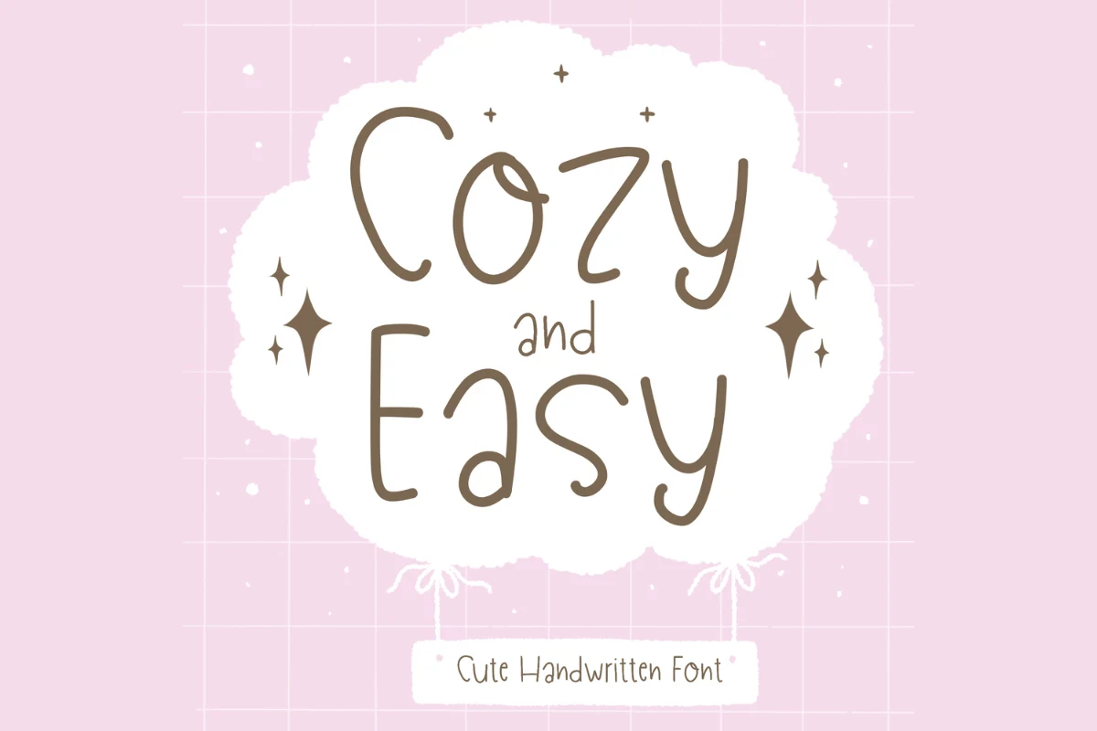 Cozy and Easy Font preview with thin rounded handwritten lettering