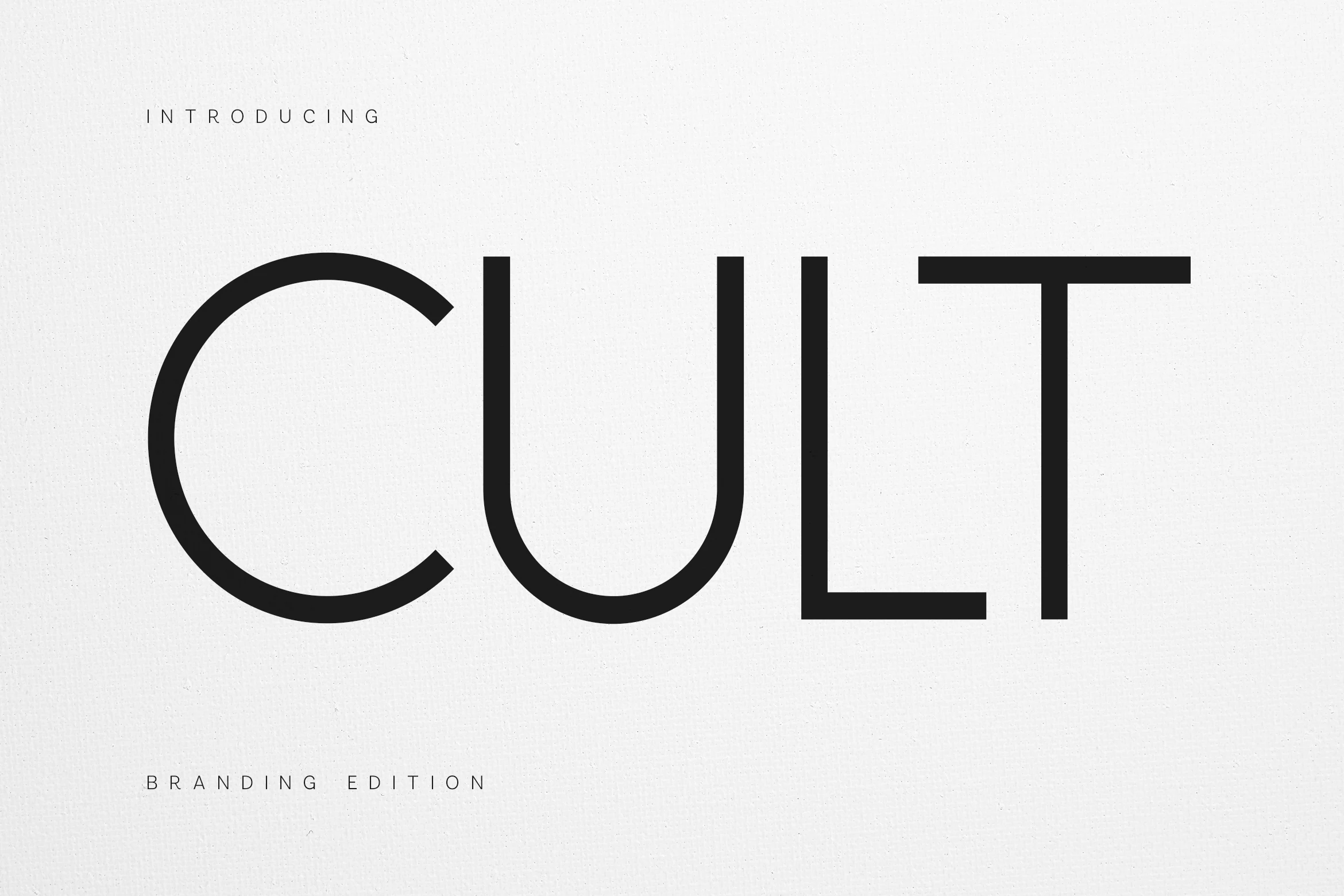 Cult Font preview with tall geometric black sans serif lettering for branding