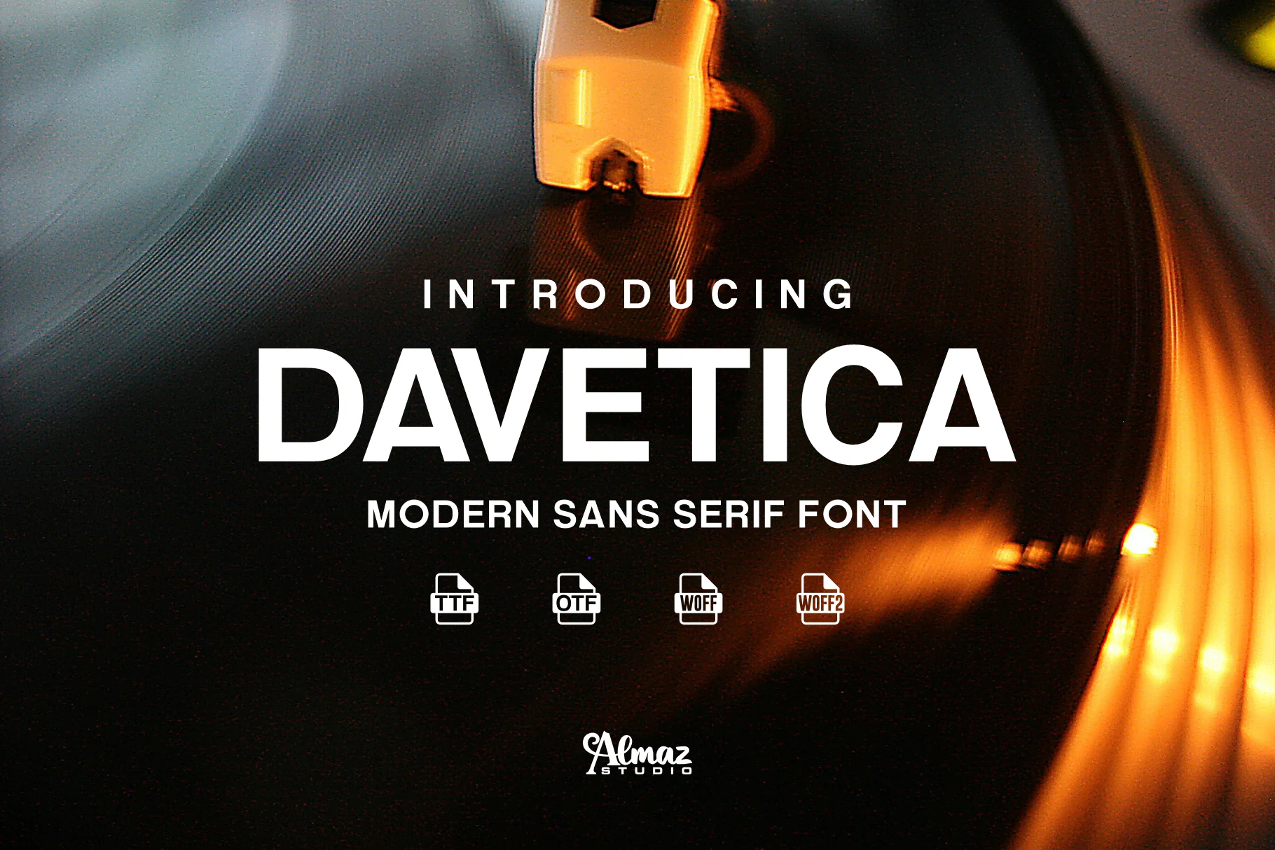 Davetica Font preview with clean uppercase modern sans serif lettering