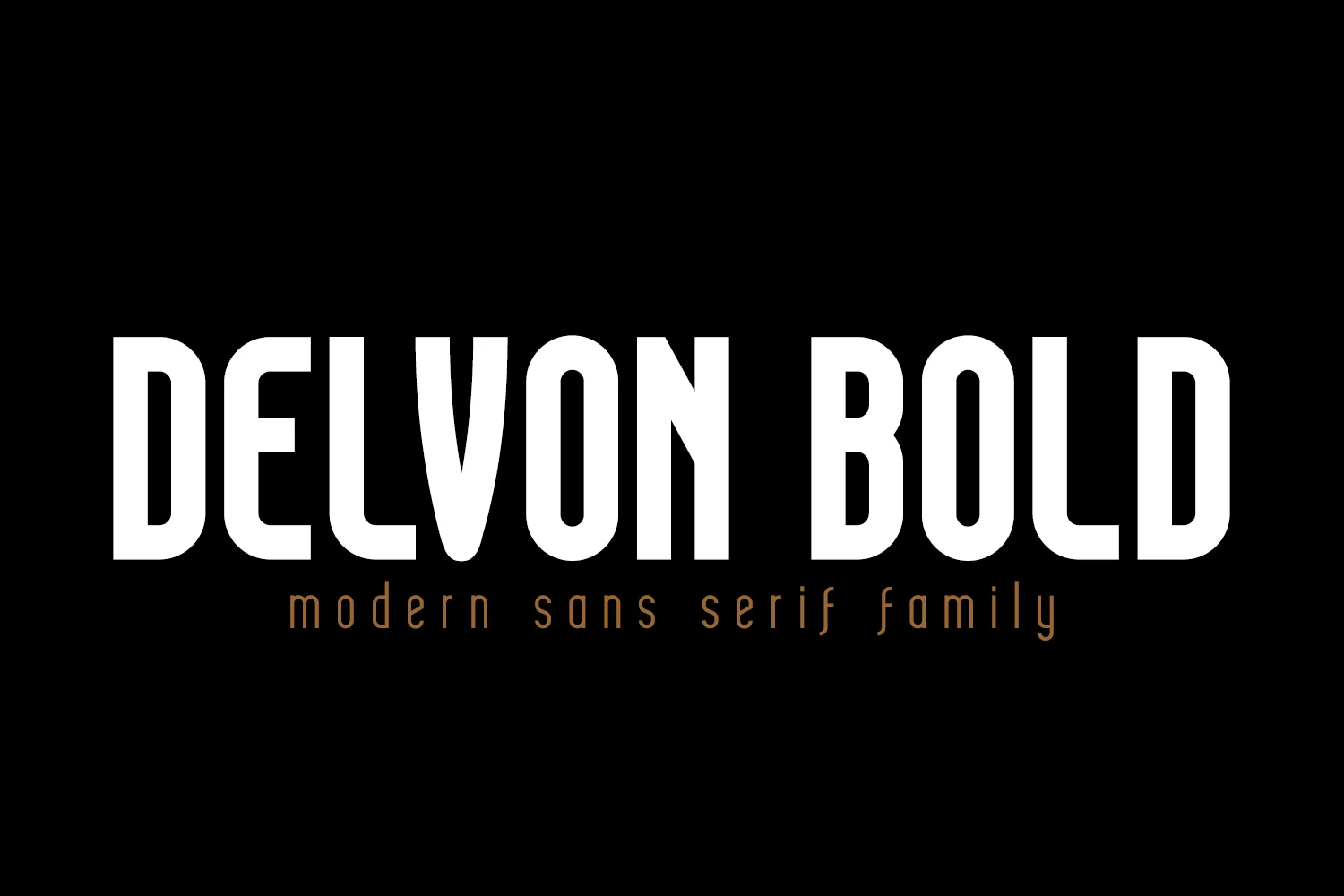 Delvon Bold Font preview with tall condensed white sans serif lettering