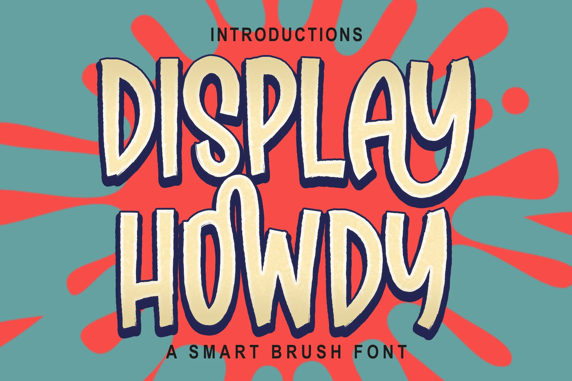 Display Howdy Font preview with bold hand-drawn brush lettering and dark shadow