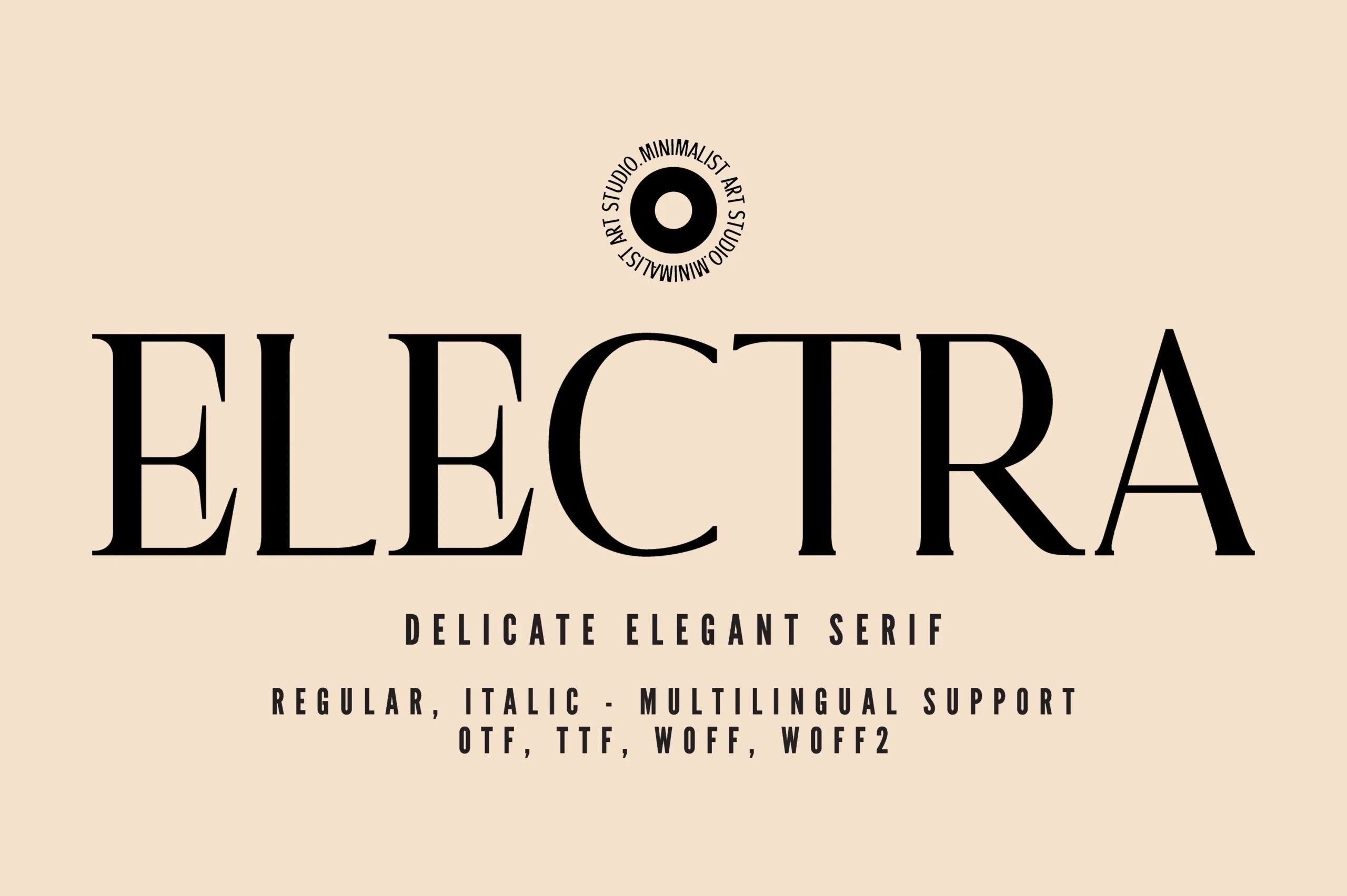 Electra Font preview with black high-contrast serif capitals and delicate elegant spacing