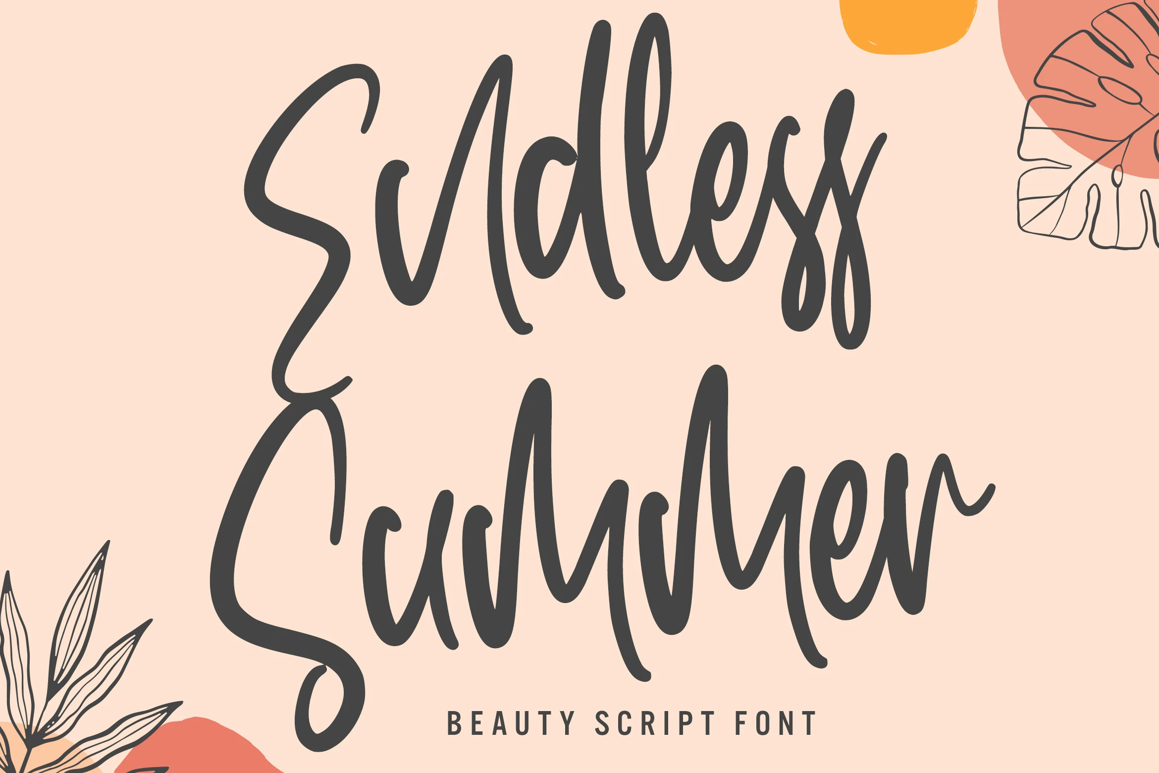 Endless Summer Font preview with tall charcoal handwritten script lettering