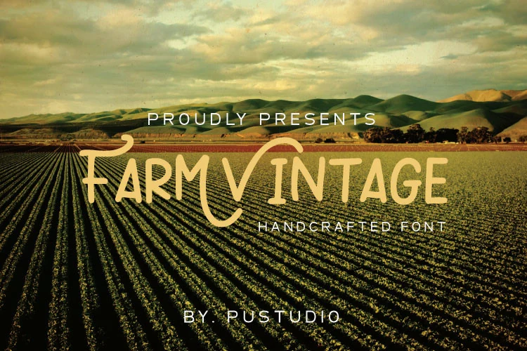 Farm Vintage Font preview with thin rustic hand-drawn display lettering