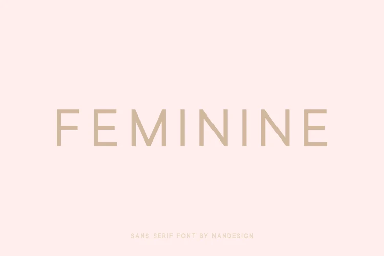Feminine Font preview with thin uppercase sans serif letters and wide spacing