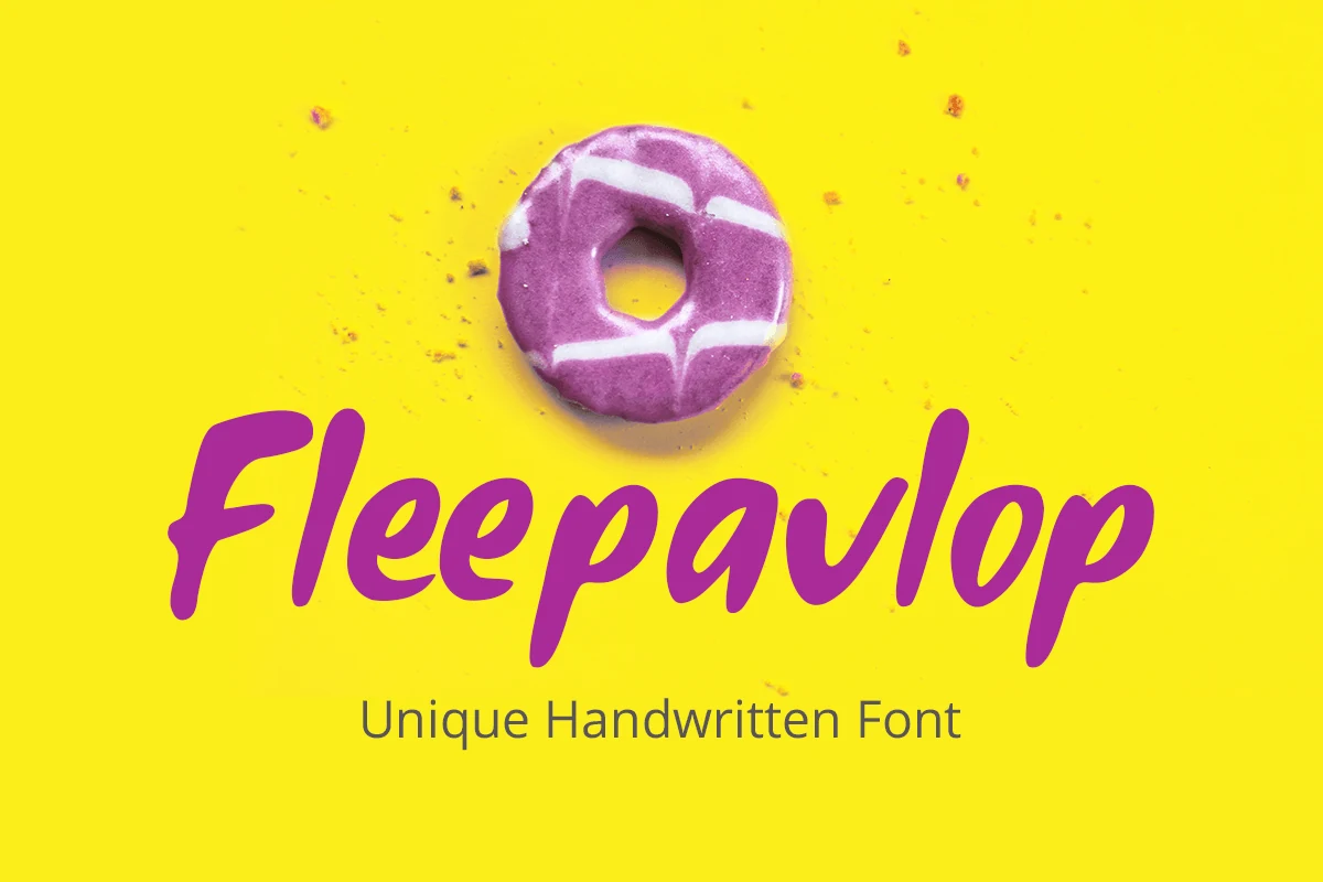 Fleepavlop Font preview with bold magenta handwritten script and rounded slanted letters