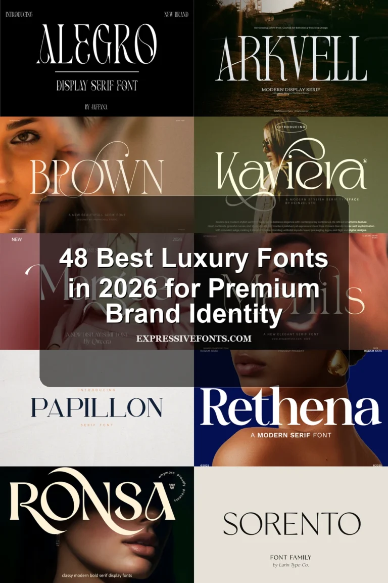 48 Best Luxury Fonts in 2026 cover with elegant typography for premium brand identity