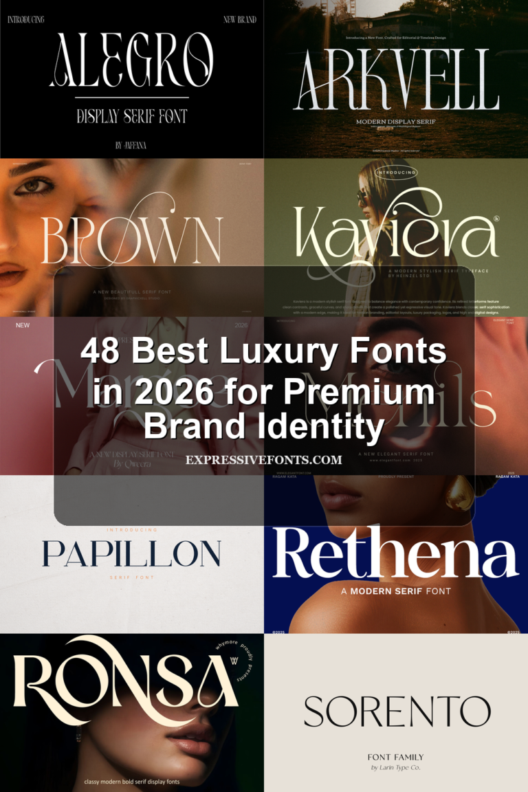 48 Best Luxury Fonts in 2026 cover with elegant typography for premium brand identity