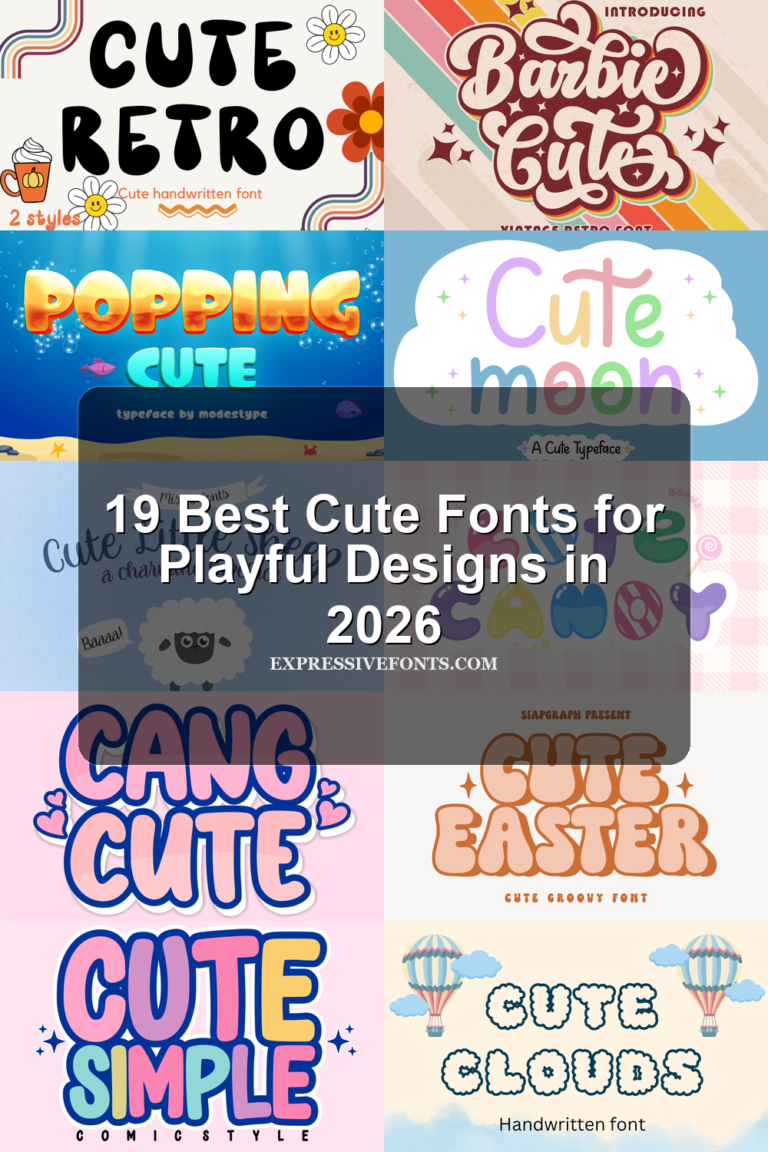 Cute Fonts preview with colorful bubble, handwritten, script, and playful display lettering