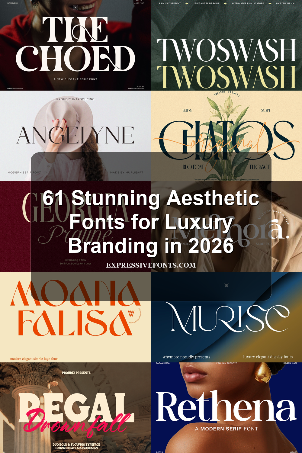 61 stunning aesthetic fonts for luxury branding with elegant serif typography and premium editorial design styles