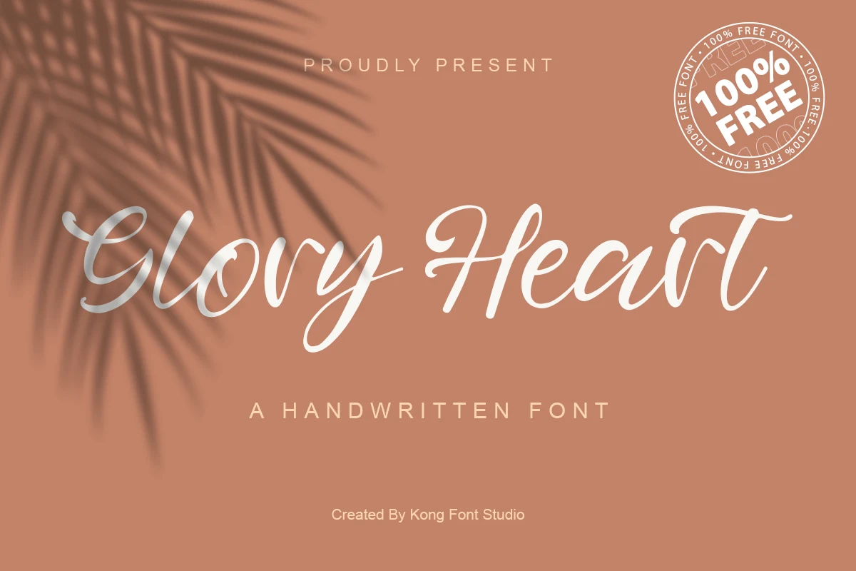 Glory Heart Font preview in white flowing handwritten script with thin swashes and playful baseline movement