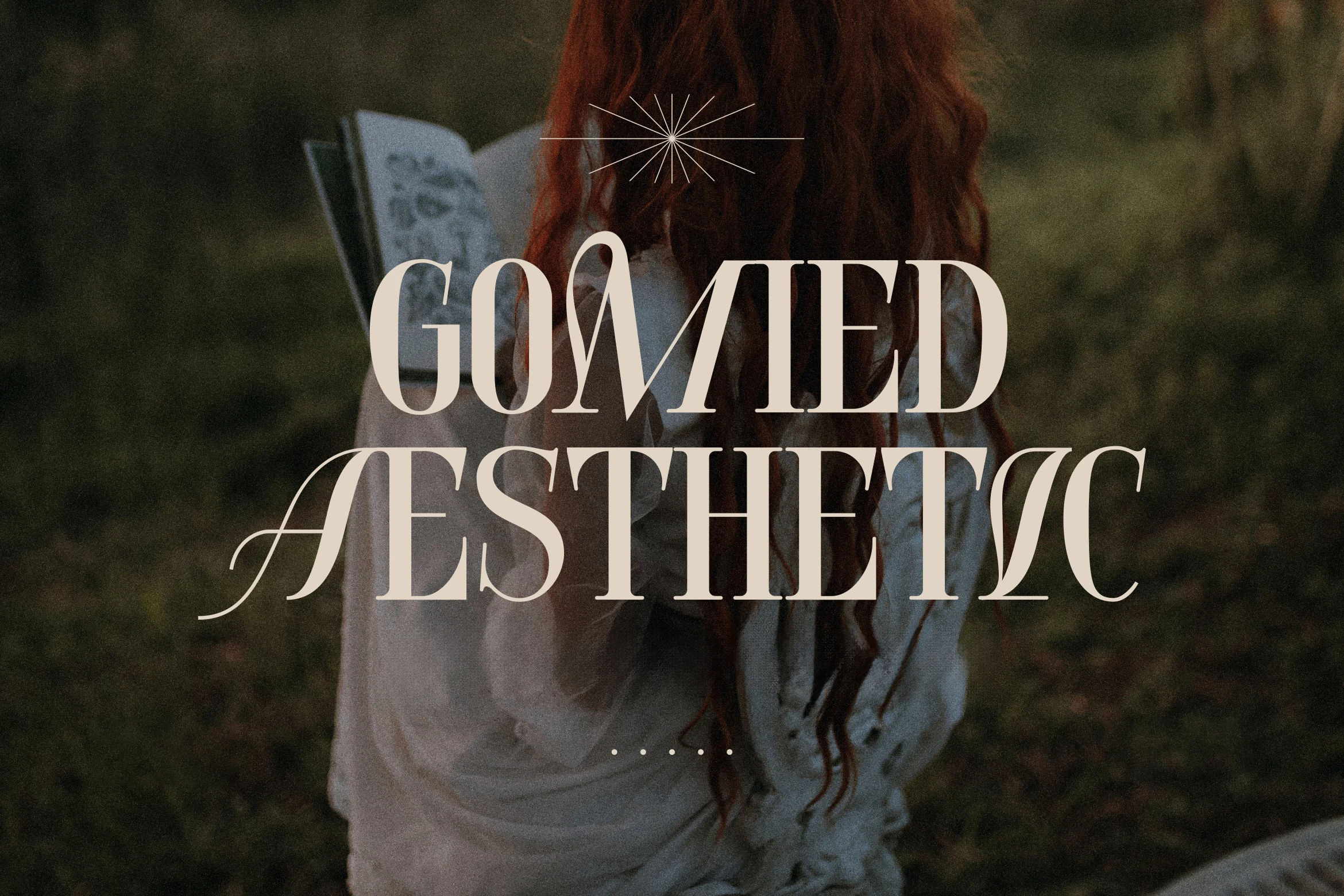 Gomied Aesthetic Font preview with elegant high-contrast serif lettering and long swash details