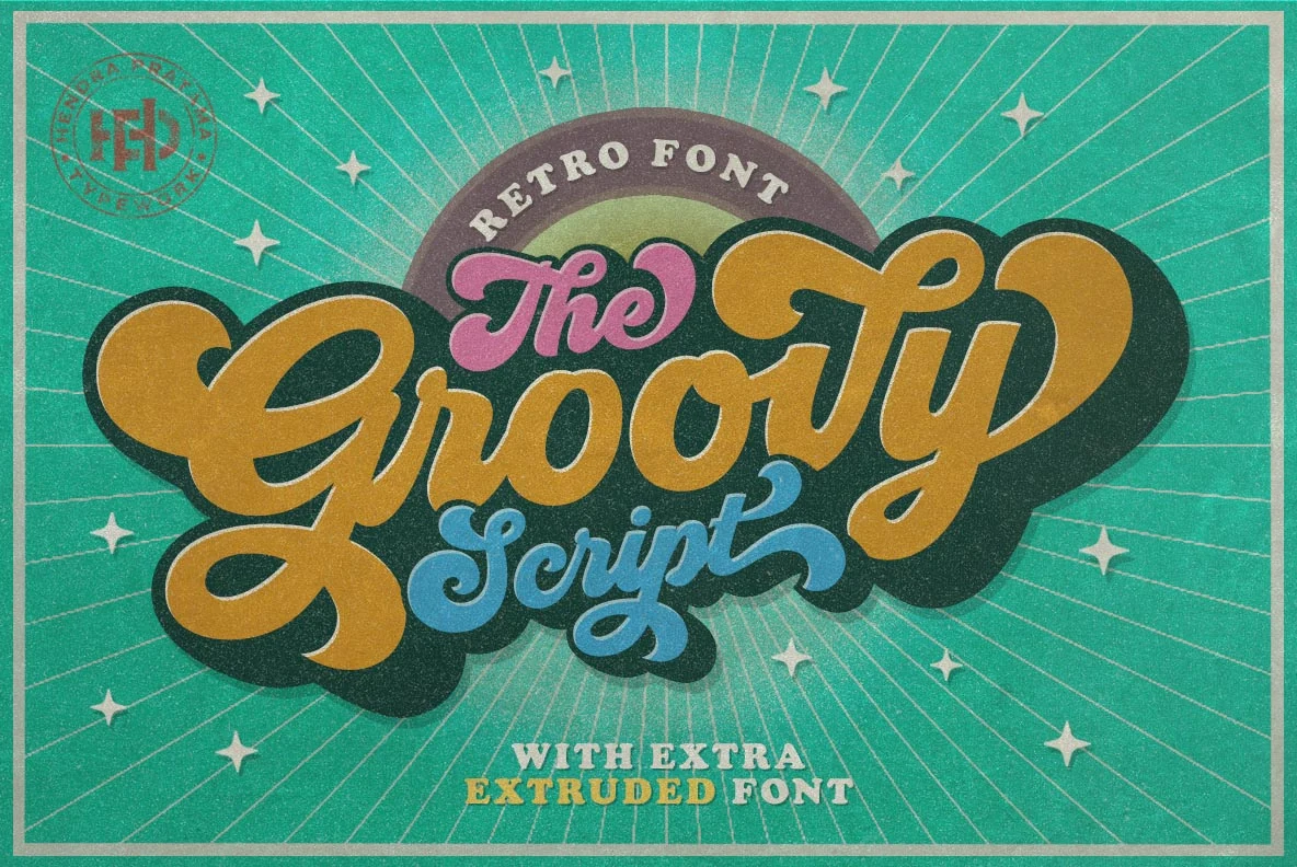 Groovy Font retro script lettering preview