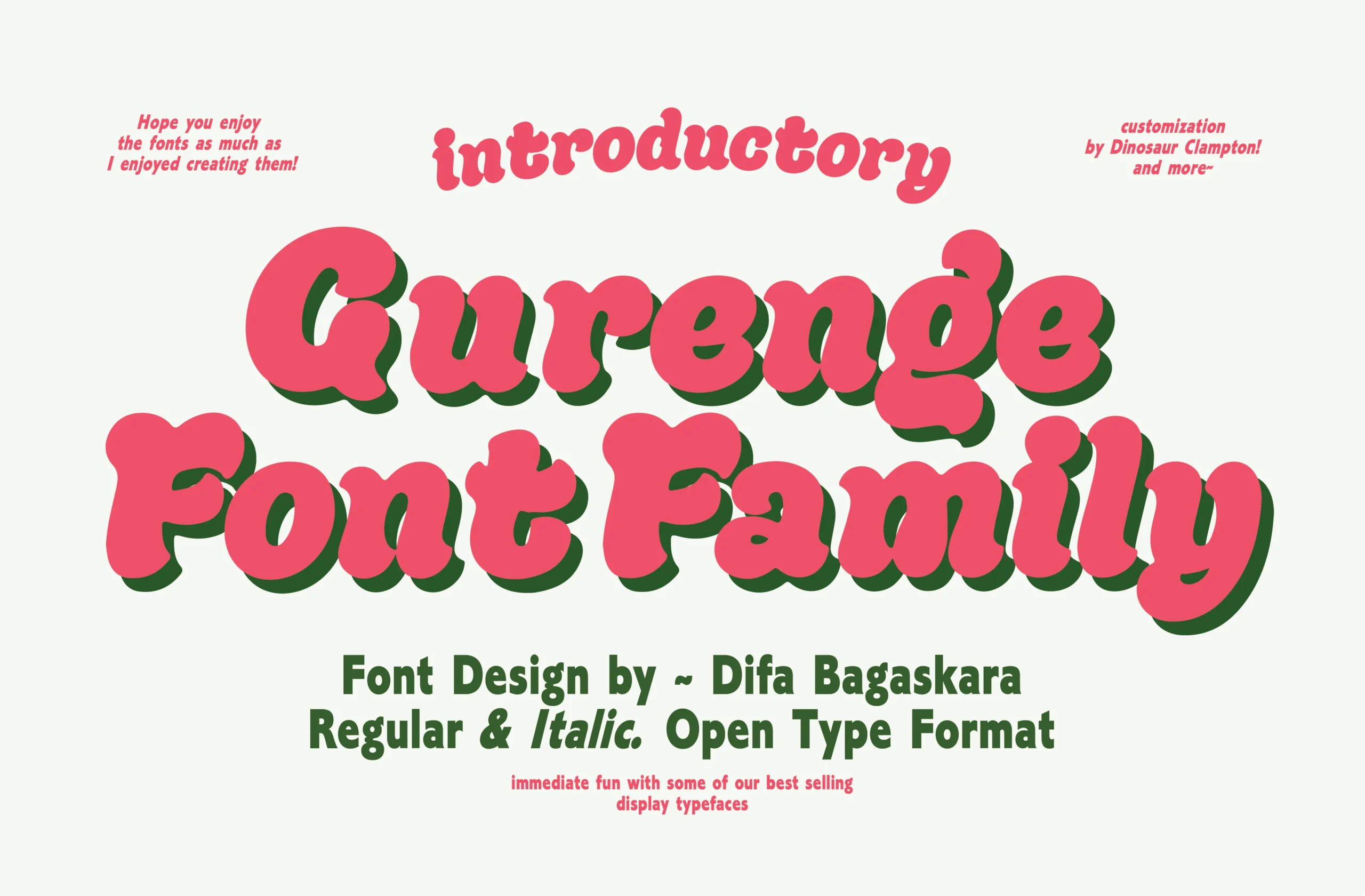 Gurenge Font preview with bubbly retro display lettering