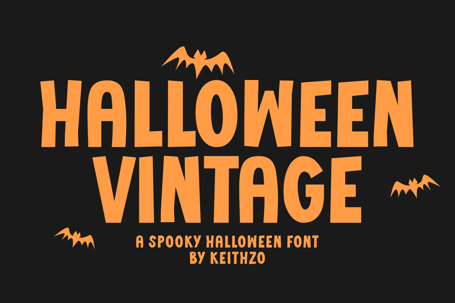 Halloween Vintage Font preview with bold orange spooky display lettering on black