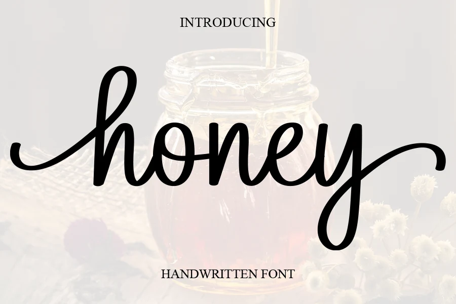 Honey Font preview with cursive script lettering