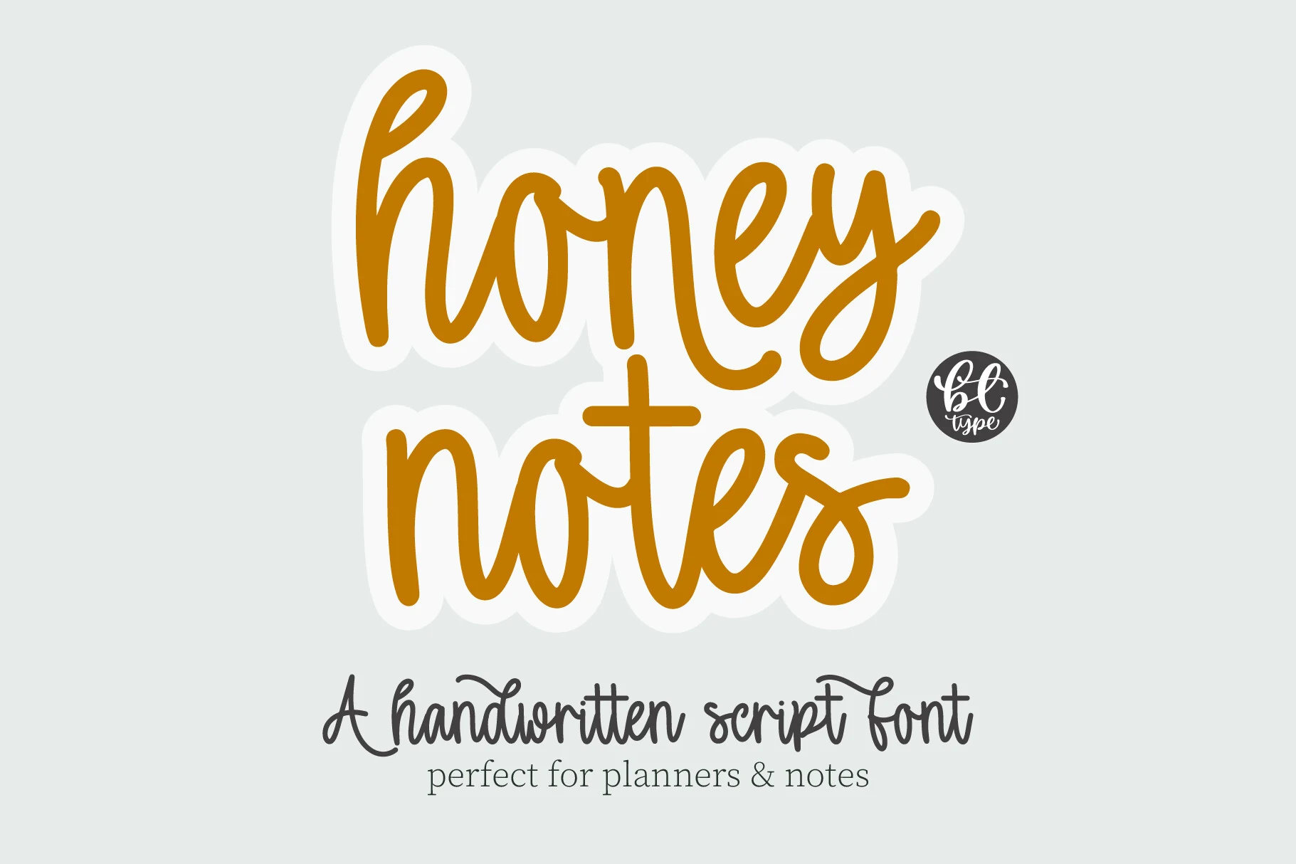Honey Notes Font preview with smooth connected script lettering and rounded warm strokes