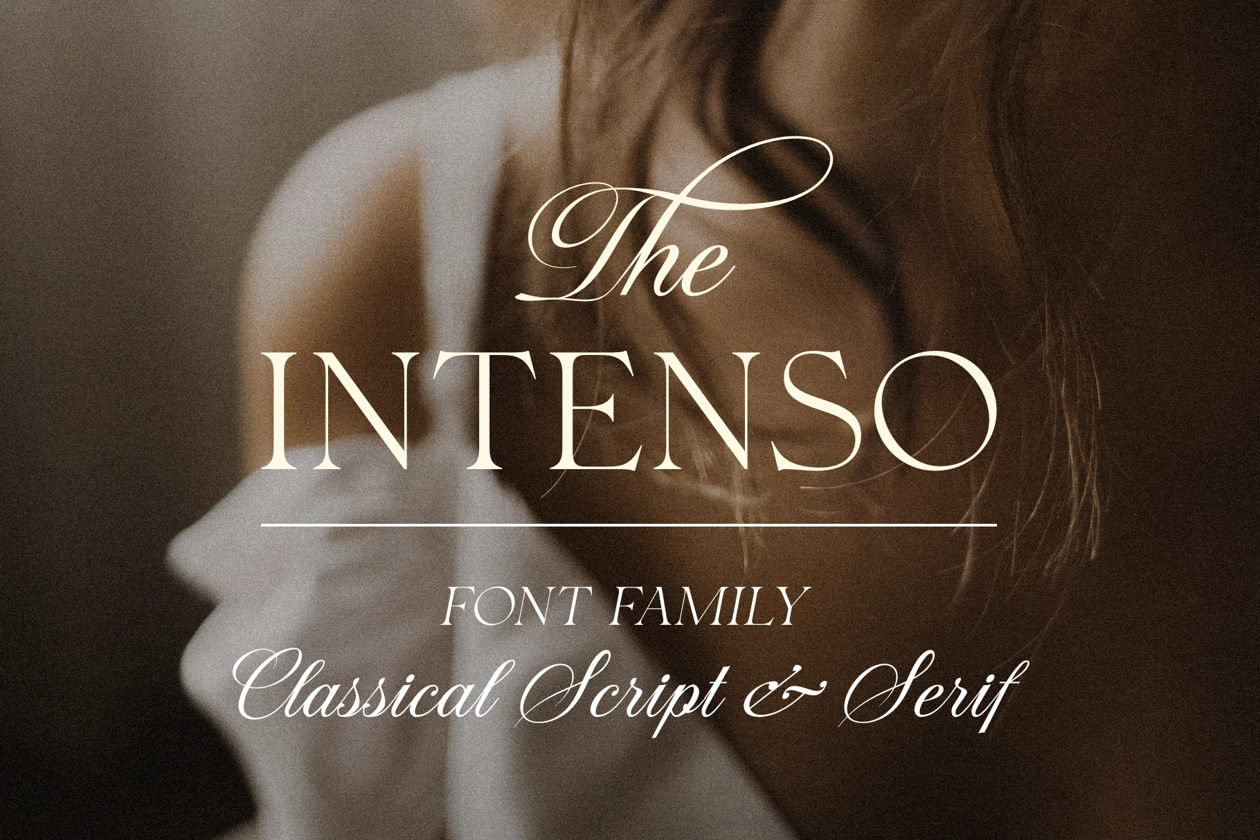 Intenso Font preview with high-contrast serif capitals and looping classical script