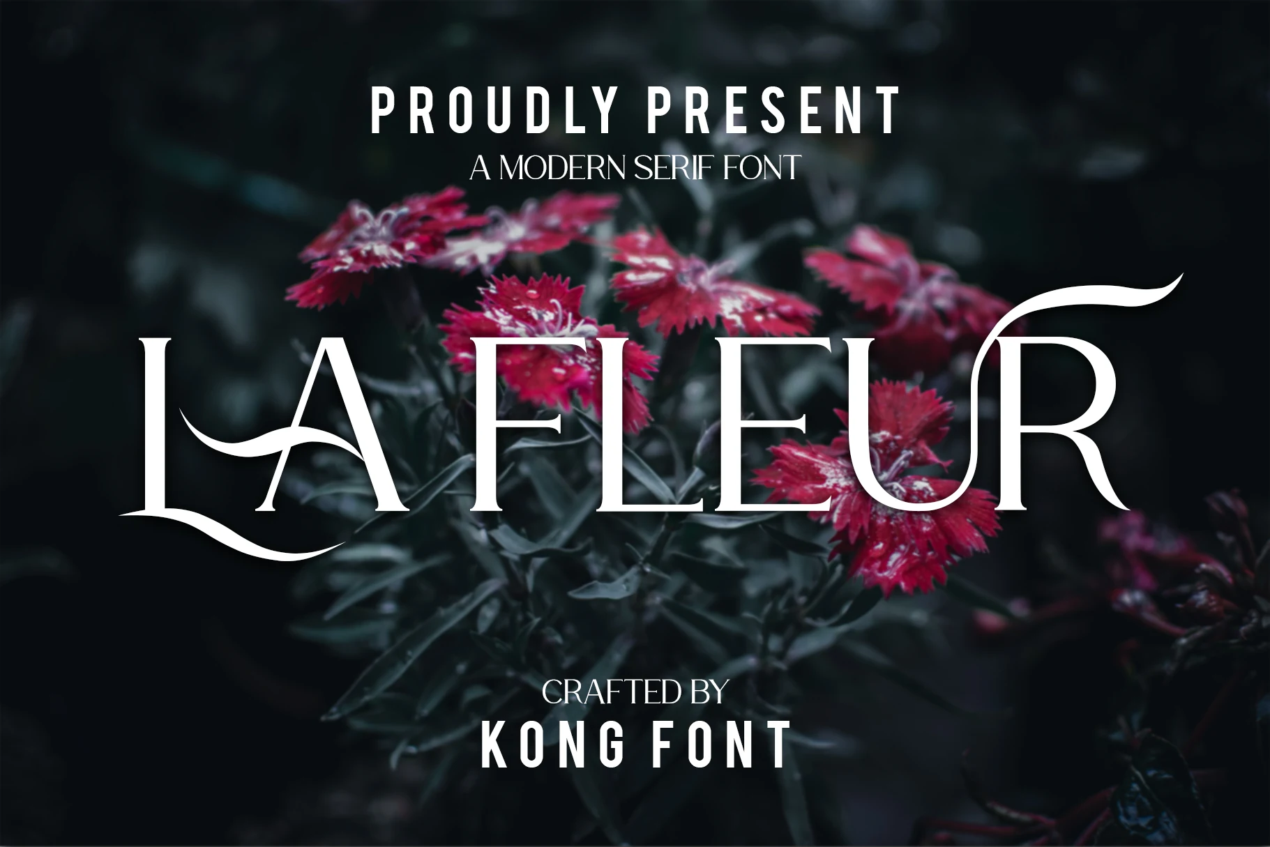 La Fleur Font preview with modern serif capitals and sweeping flourishes