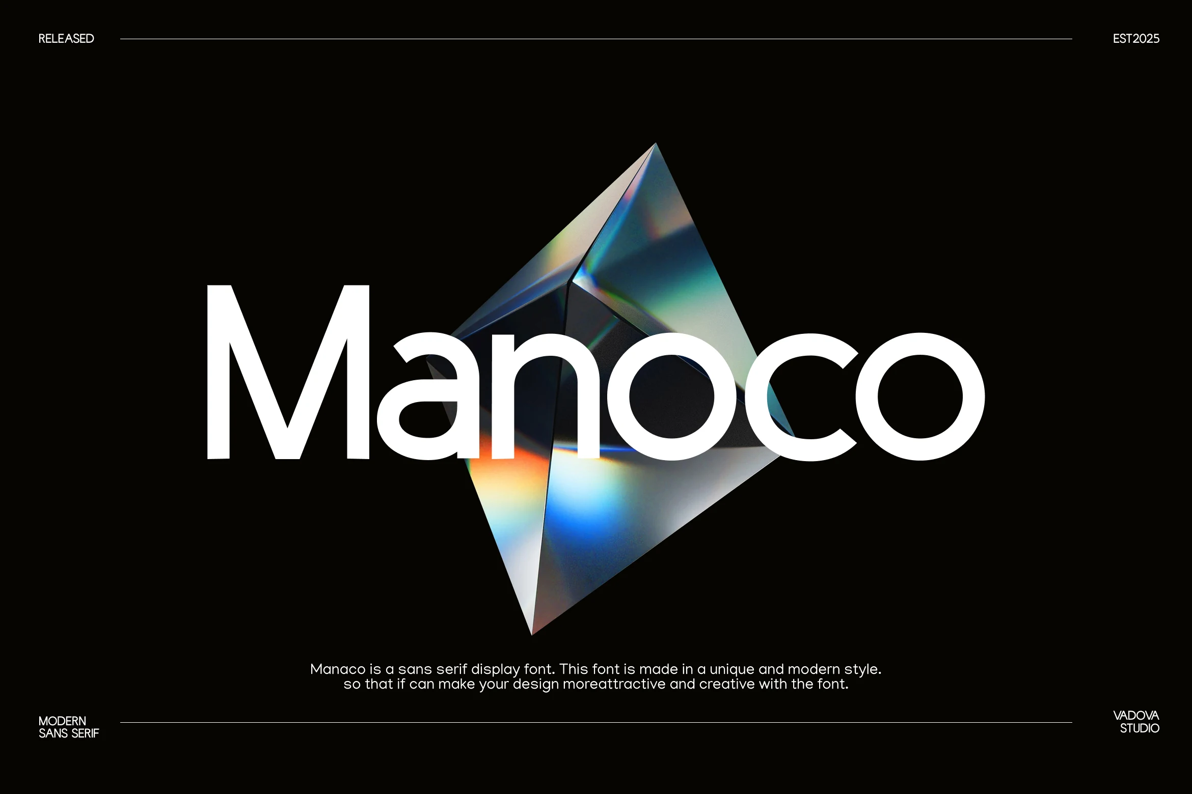 Manoco Font preview with bold white geometric sans serif lettering