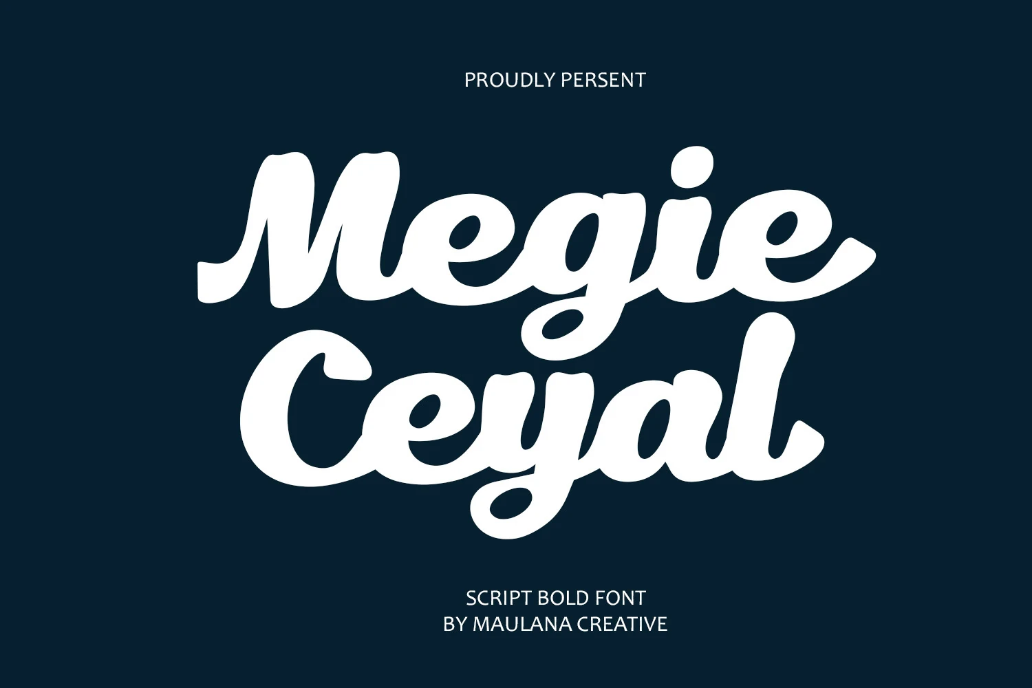 Megie Ceyal Font preview with bold rounded script lettering and smooth looped descenders