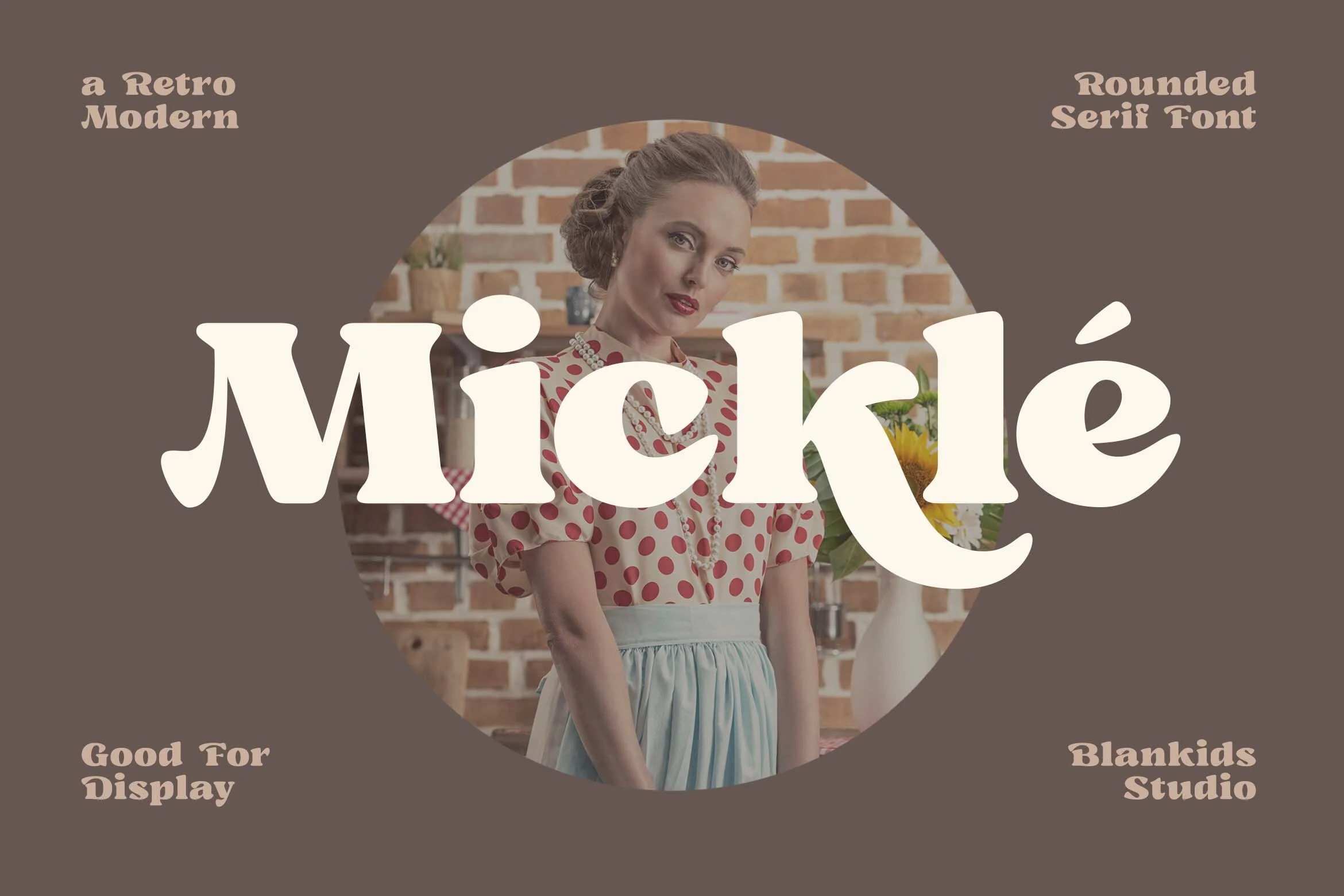 Mickle Font preview with chunky rounded serif lettering and retro display style