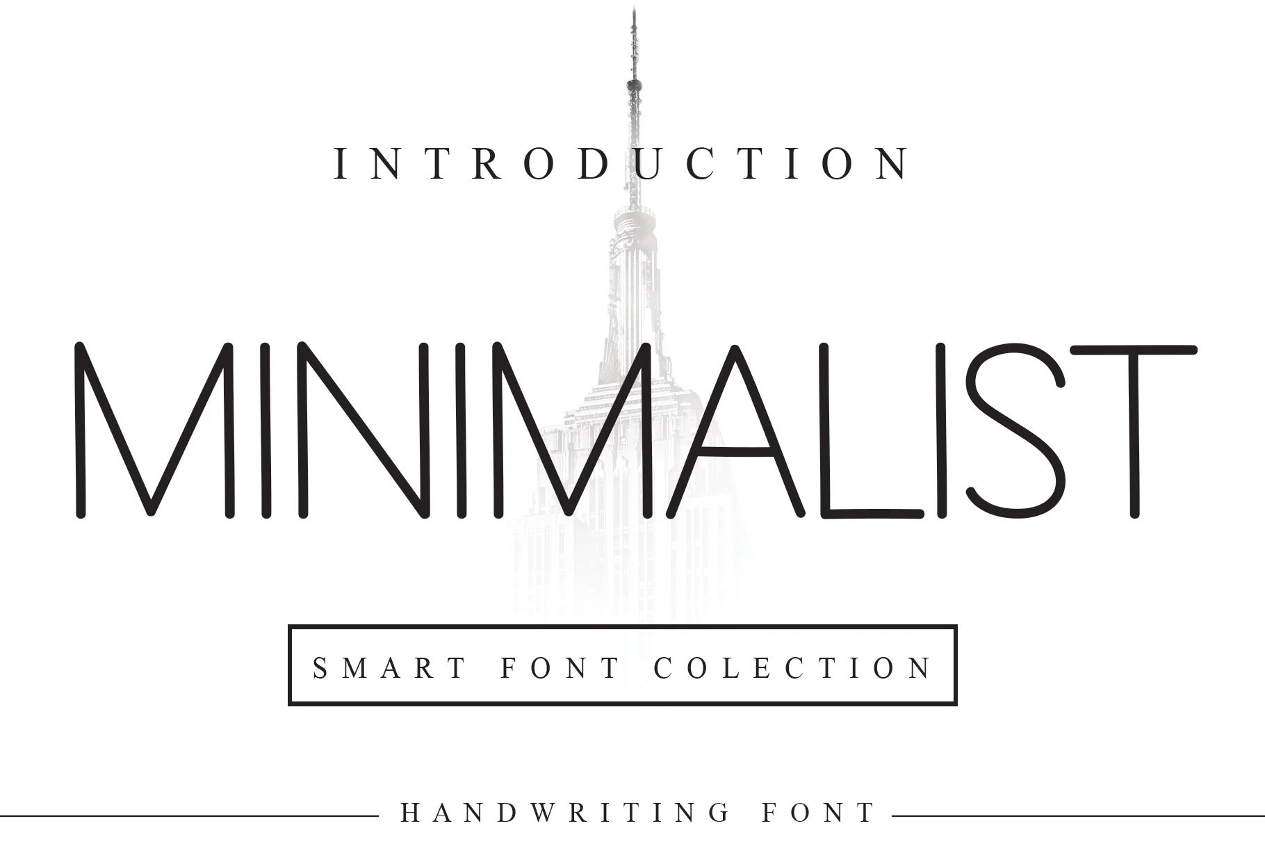Minimalist Font preview with thin monoline uppercase lettering and wide spacing
