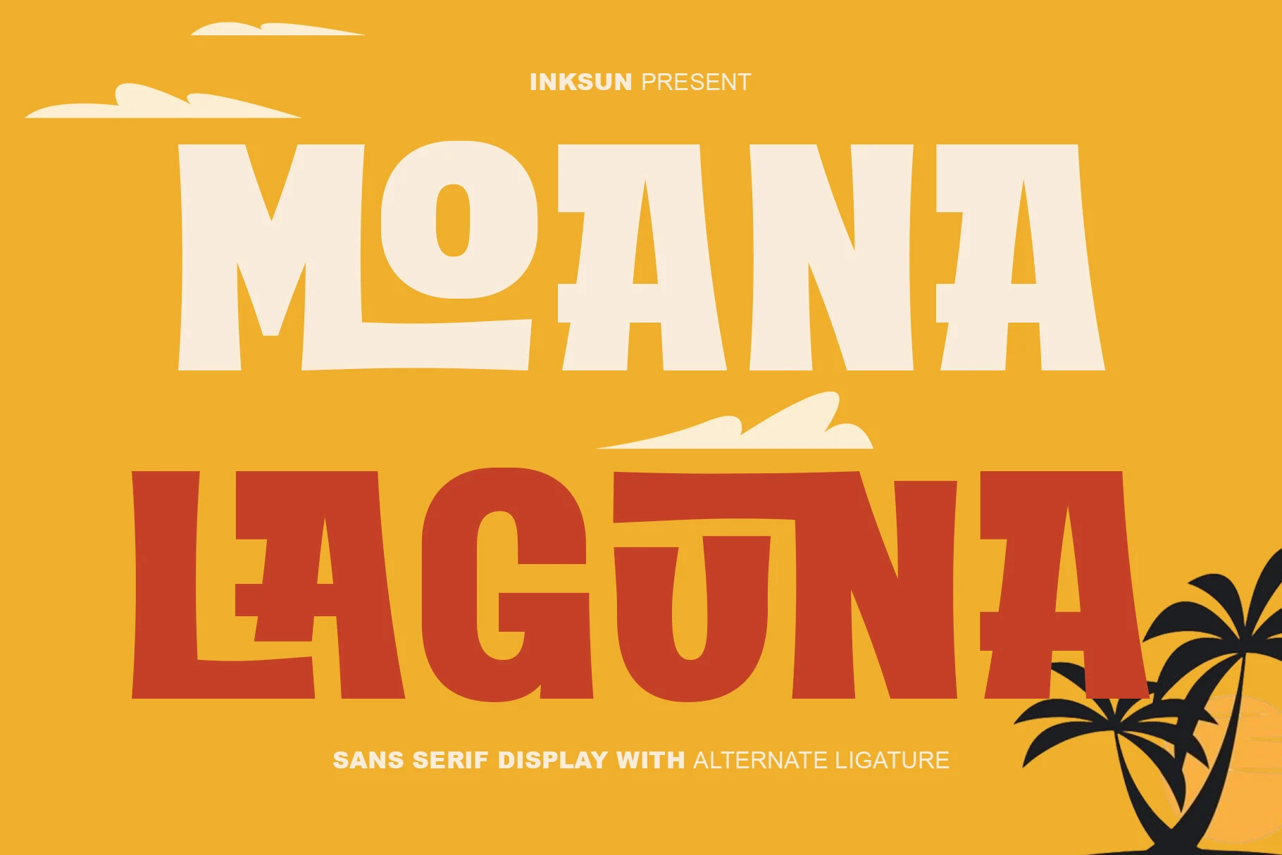 Moana Laguna Font bold cream and red tropical display lettering