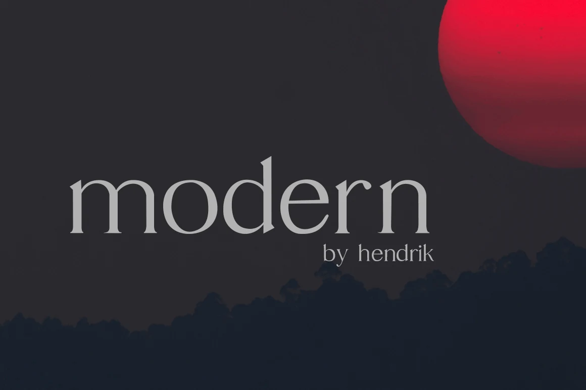 Modern Font preview with light gray lowercase serif lettering for branding