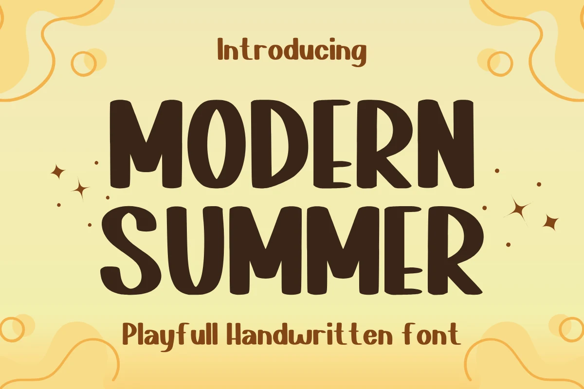 Modern Summer Font preview with bold brown playful handwritten block lettering