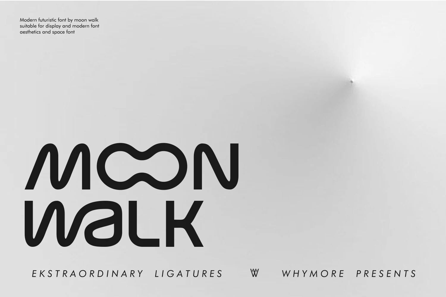 Moon Walk Font preview with bold futuristic rounded display lettering
