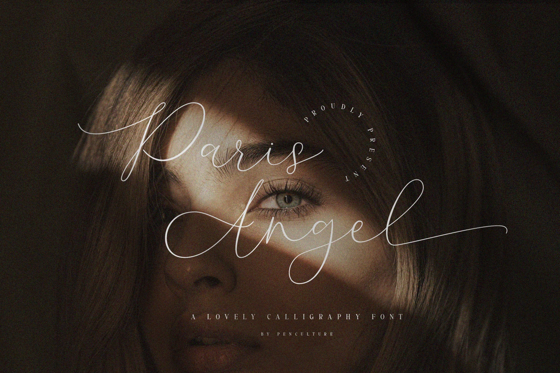 Paris Angel Font preview with thin elegant calligraphy, long swashes, and airy handwritten strokes