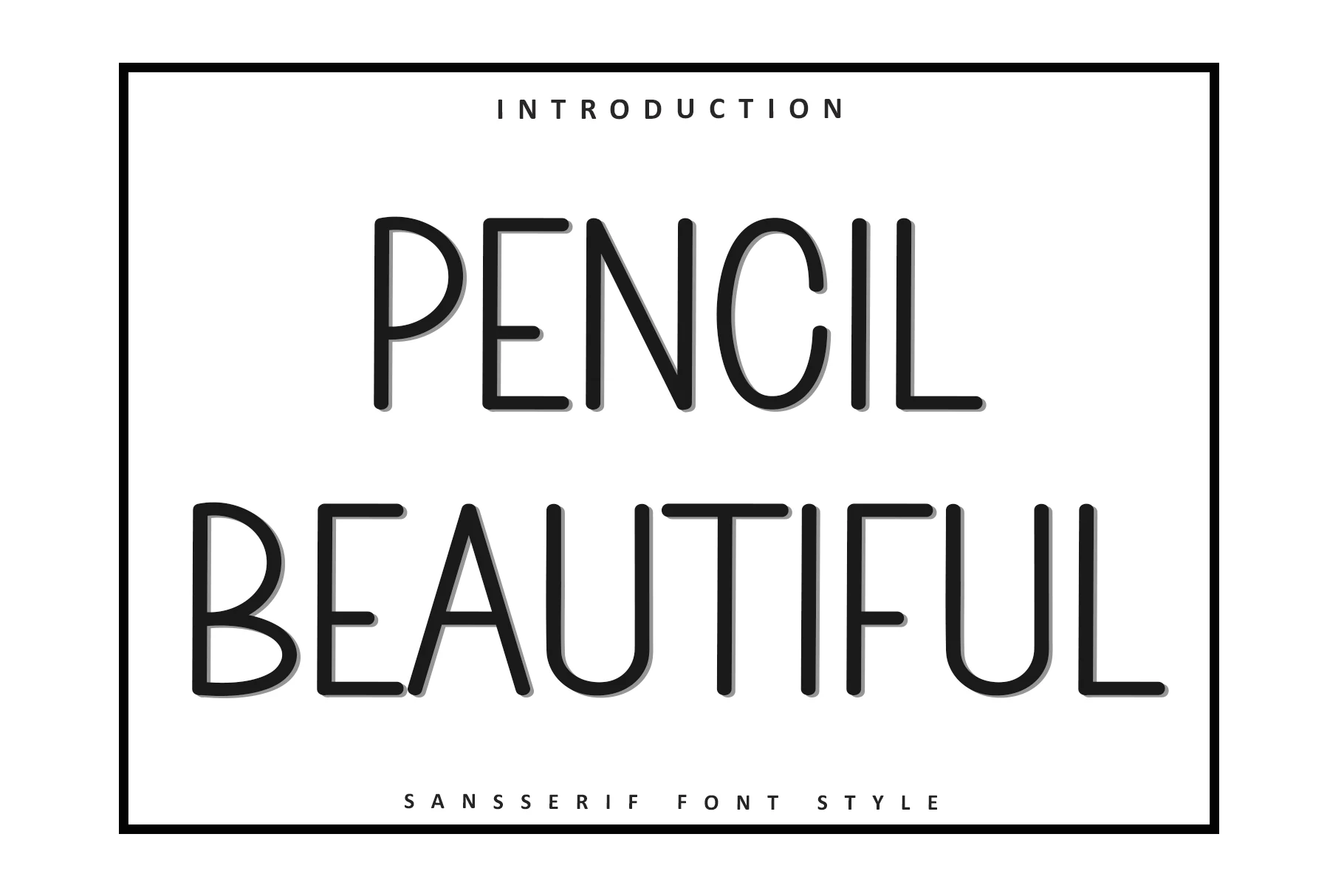 Pencil Beautiful Font preview with slender sans serif lettering