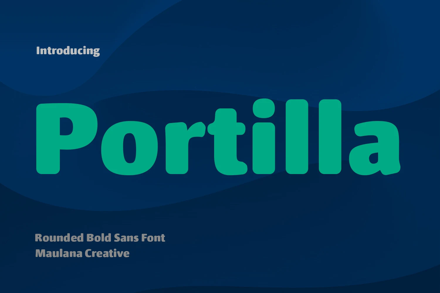 Portilla Rounded Bold Font preview with teal rounded sans serif lettering for logo design