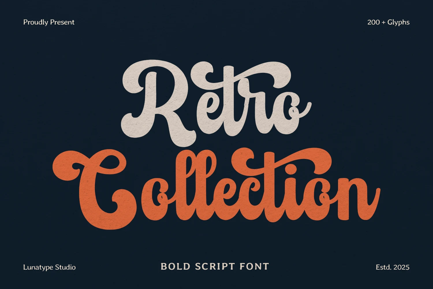 Retro Collection Font preview with bold connected retro script lettering